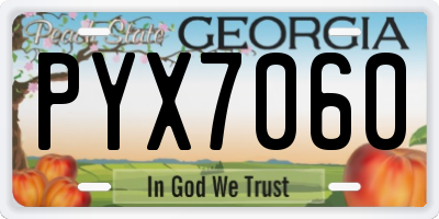 GA license plate PYX7060