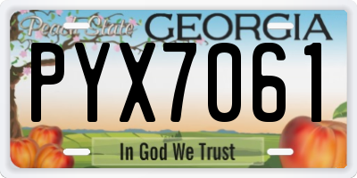 GA license plate PYX7061
