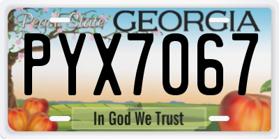 GA license plate PYX7067