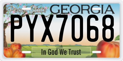 GA license plate PYX7068