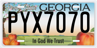 GA license plate PYX7070