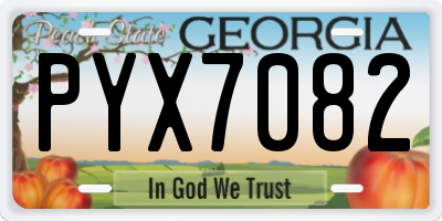 GA license plate PYX7082
