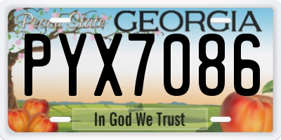 GA license plate PYX7086