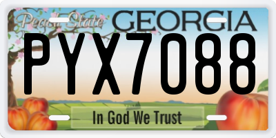 GA license plate PYX7088