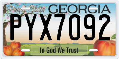 GA license plate PYX7092