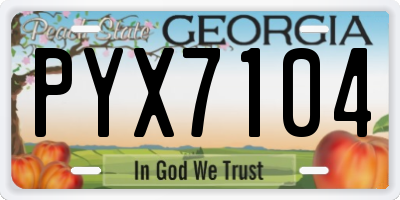 GA license plate PYX7104