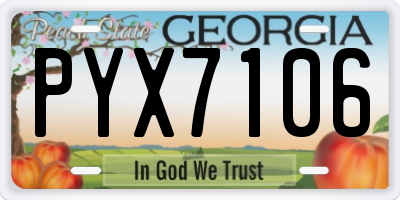 GA license plate PYX7106