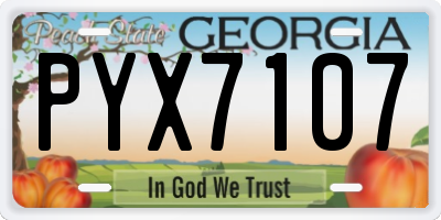 GA license plate PYX7107