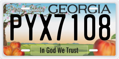 GA license plate PYX7108