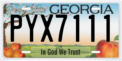 GA license plate PYX7111