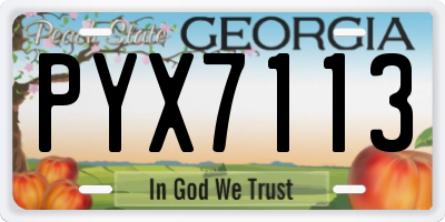 GA license plate PYX7113