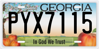 GA license plate PYX7115