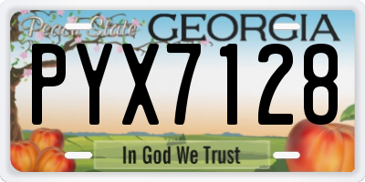 GA license plate PYX7128
