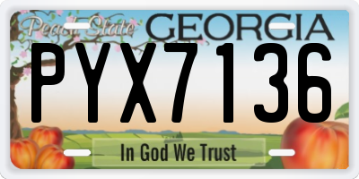 GA license plate PYX7136
