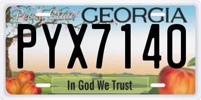GA license plate PYX7140