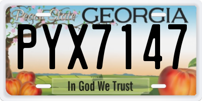 GA license plate PYX7147