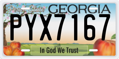 GA license plate PYX7167