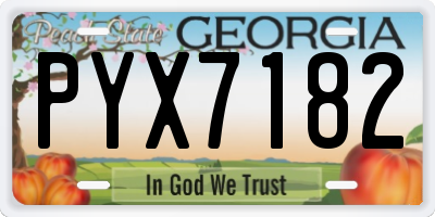 GA license plate PYX7182