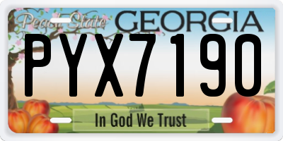 GA license plate PYX7190