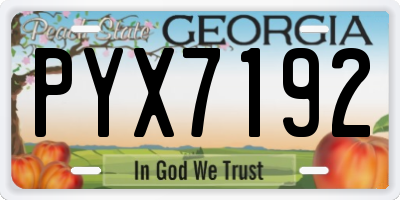 GA license plate PYX7192