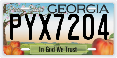 GA license plate PYX7204
