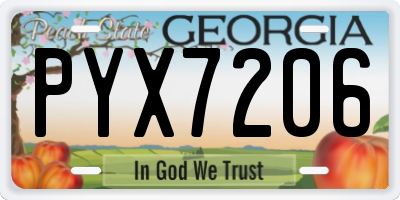 GA license plate PYX7206