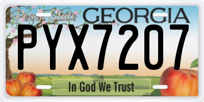 GA license plate PYX7207