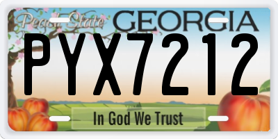 GA license plate PYX7212