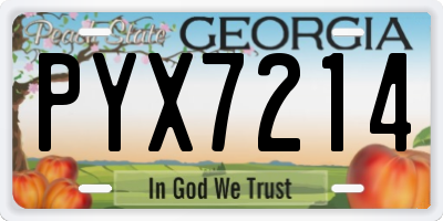 GA license plate PYX7214