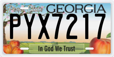 GA license plate PYX7217