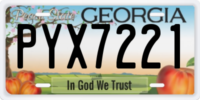 GA license plate PYX7221
