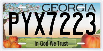 GA license plate PYX7223