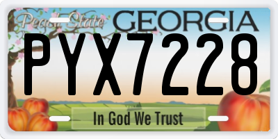 GA license plate PYX7228