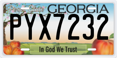 GA license plate PYX7232