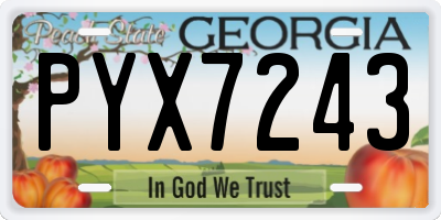 GA license plate PYX7243