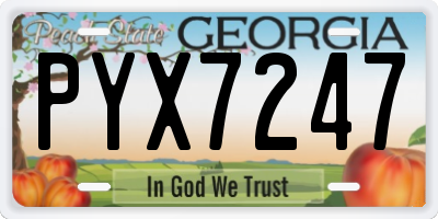 GA license plate PYX7247