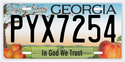 GA license plate PYX7254