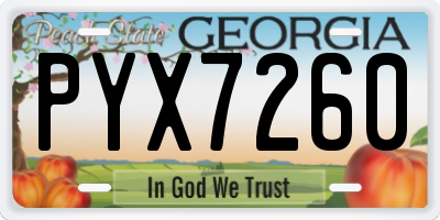 GA license plate PYX7260