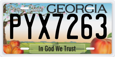 GA license plate PYX7263