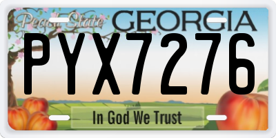 GA license plate PYX7276