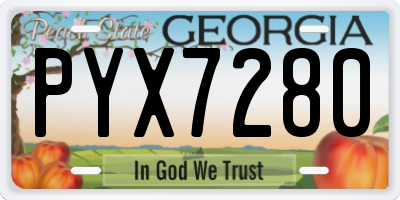 GA license plate PYX7280
