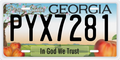 GA license plate PYX7281