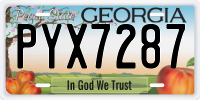 GA license plate PYX7287