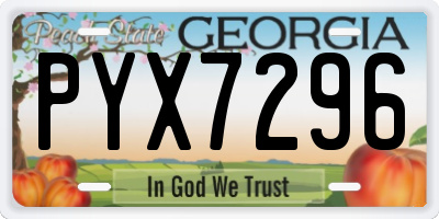 GA license plate PYX7296