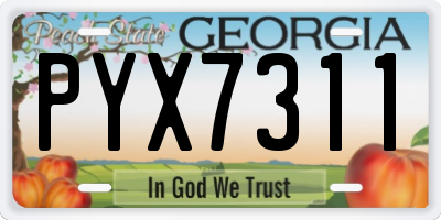 GA license plate PYX7311