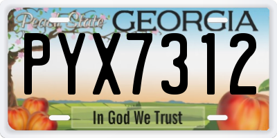 GA license plate PYX7312