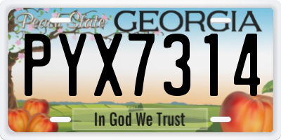 GA license plate PYX7314