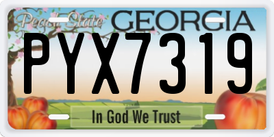 GA license plate PYX7319