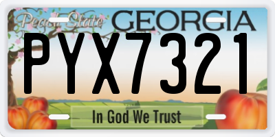 GA license plate PYX7321