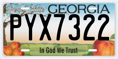 GA license plate PYX7322